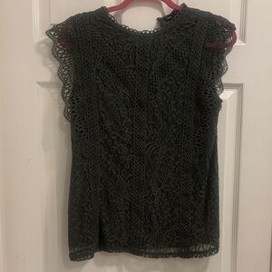 Cable & Gauge Black Lace Cap Sleeve Blouse